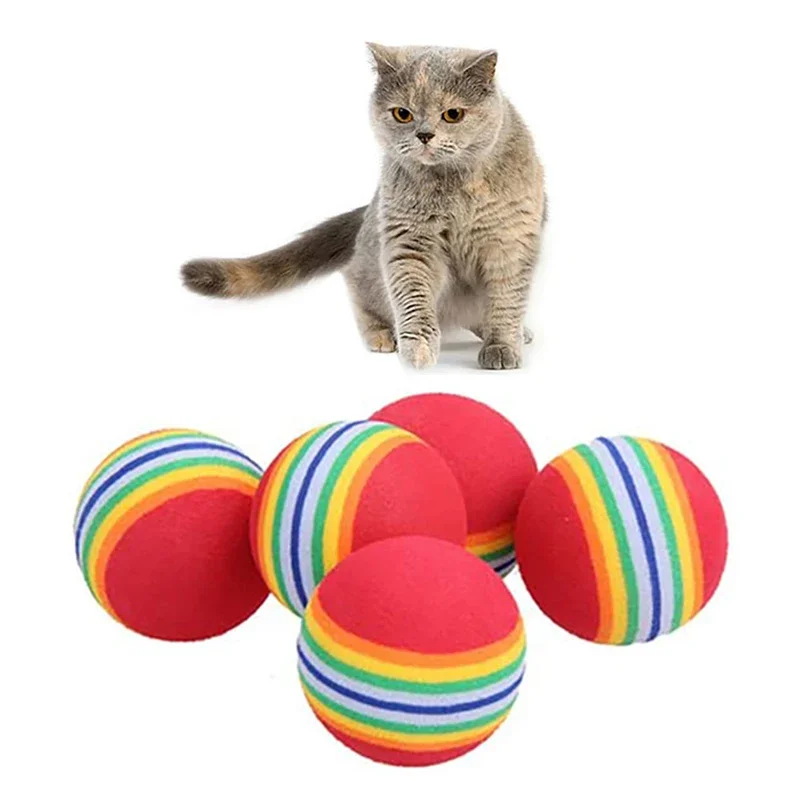 

3Pcs Colorful Pet Foam Balls Sponge Ball Cat Toy Soft Foam Rainbow Play Balls Training Interactive Kittens Pet Funny Toys