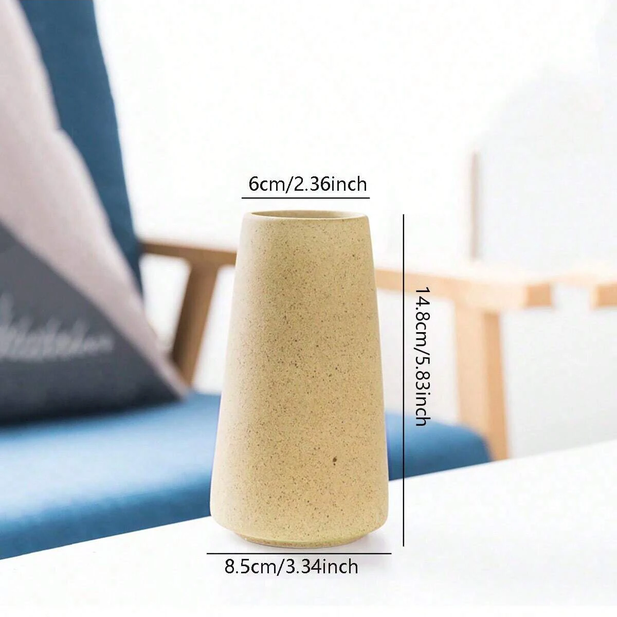 1pc Minimalist Retro Frosted Ceramic Vase, Rough Ceramic Round Vase, Creative Home Decoration,