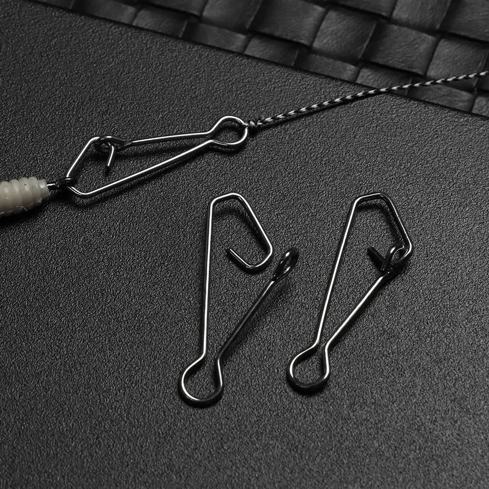 50pcs/pack Fast Clip Lock Fishing Hook Line Connector 0#-7# Stainless Steel Safety Pin Swivel Sea Snap Hooks Fishing Tackle