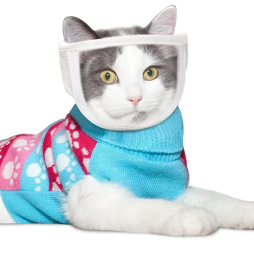 Breathable Anti-bite Cat Muzzles Transparent Pet Headgear Dog Anti-scratch Face Shield Cat Head Cover Dog Grooming Pet Supplies
