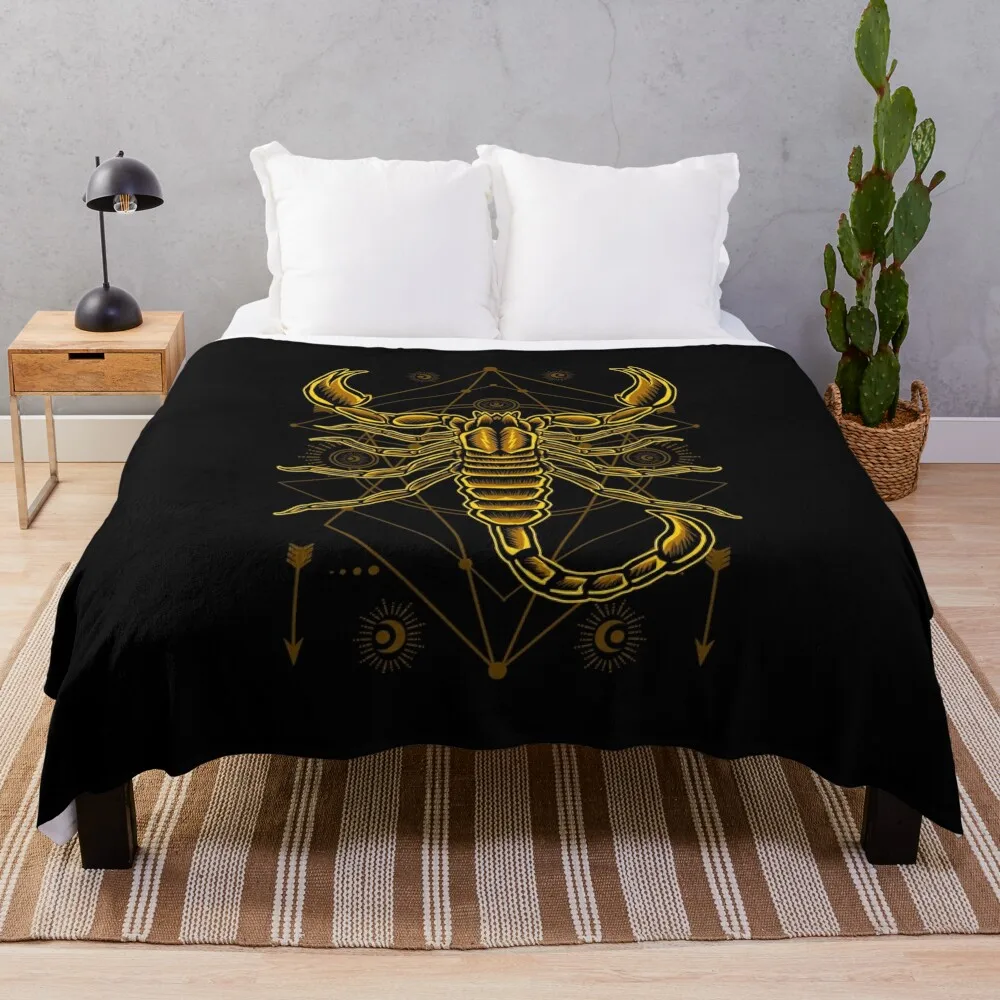 

Gold scorpion with astrology symbols design Throw Blanket Decorative Throw Blanket Cute Blanket Plaid