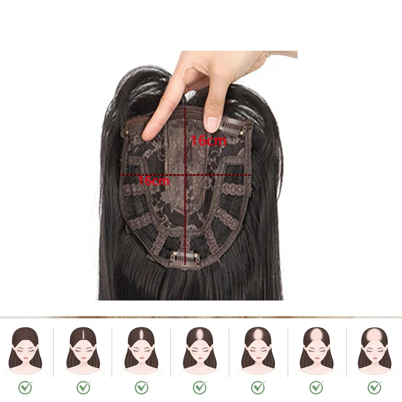 Synthetic Hair omen Topper Clip In   With Bangs Hairpiece Hair Extension Thin Breathable Blonde Toppers Hair Women Wig Fake Hair