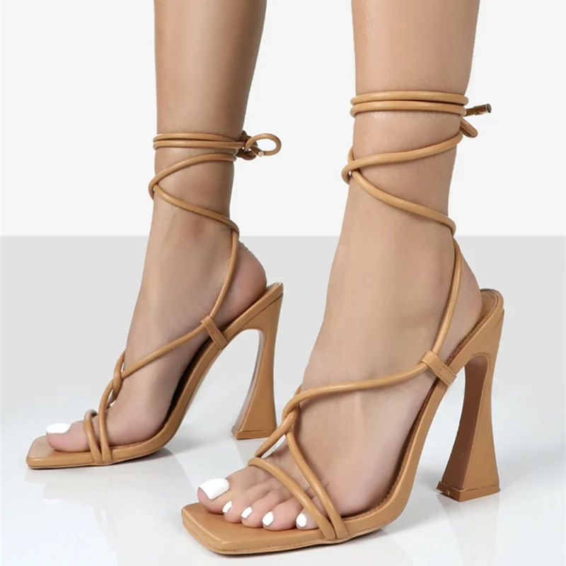 Sandal Heels wanita, Kasut Stiletto tali pergelangan kaki bertali