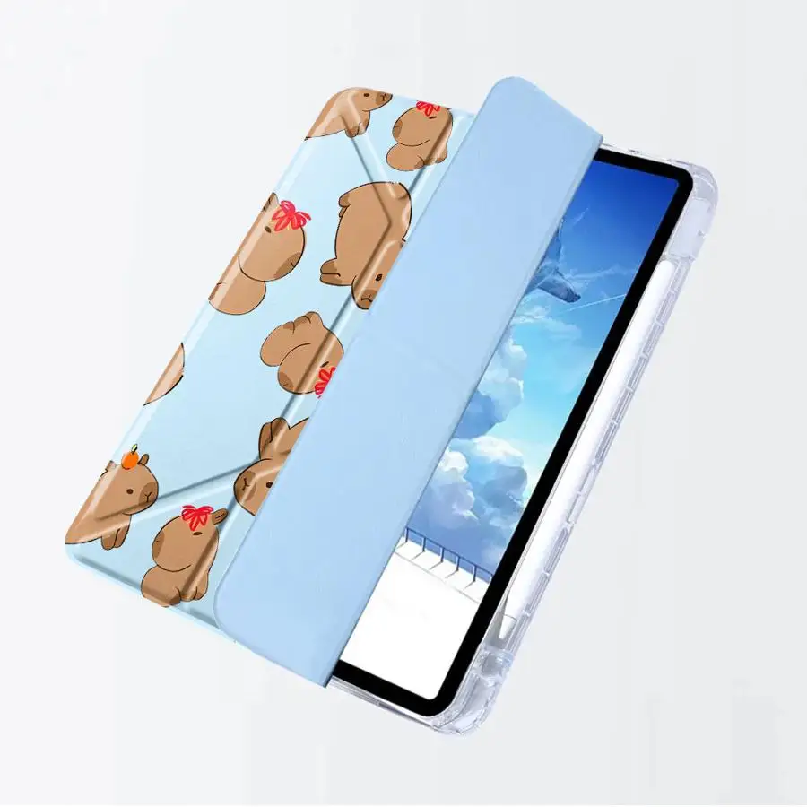 Capybara Love Y-Fold Tablet Case with Stand and Holder