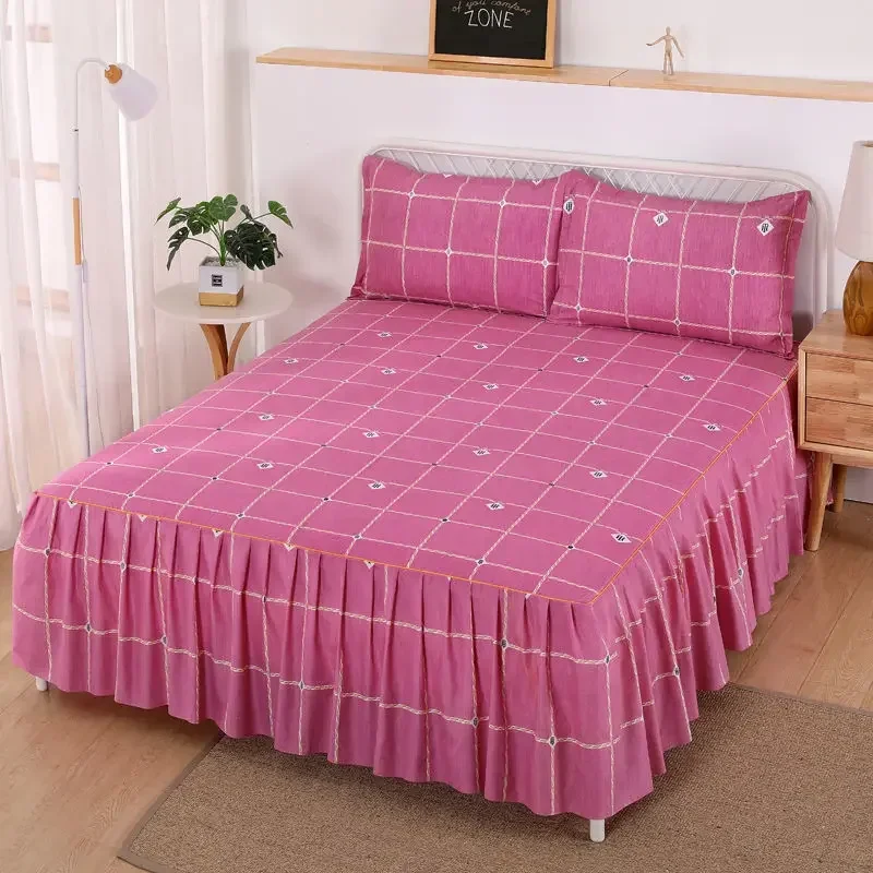 Bed Sheet Set Flower Bedspread - Non-Slip Bed Dress Sheet for King/Queen Size (1.5M/1.8M/2M) Beds Soft Home Bedding Cover 6