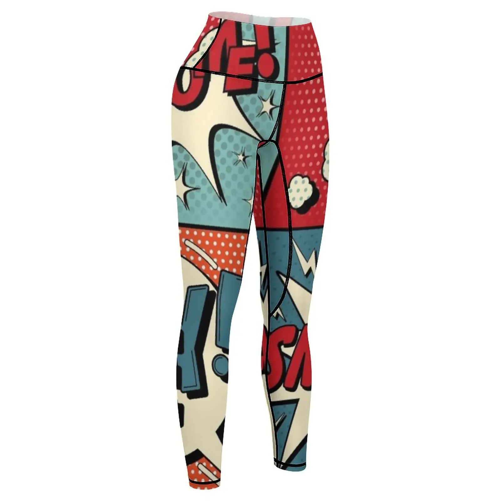 Set of Comics Bubbles in Pop Art Style. Expressions Awesome, Hey, Smack, Zzz Leggings gym clothing Sweatpants Womens Leggings