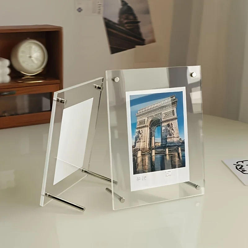 1pc Classic Crystal Photo Frame 5/6 Inch A4 Stamp Holder Rectangular Desktop Poster Display Horizontal Single photo frame
