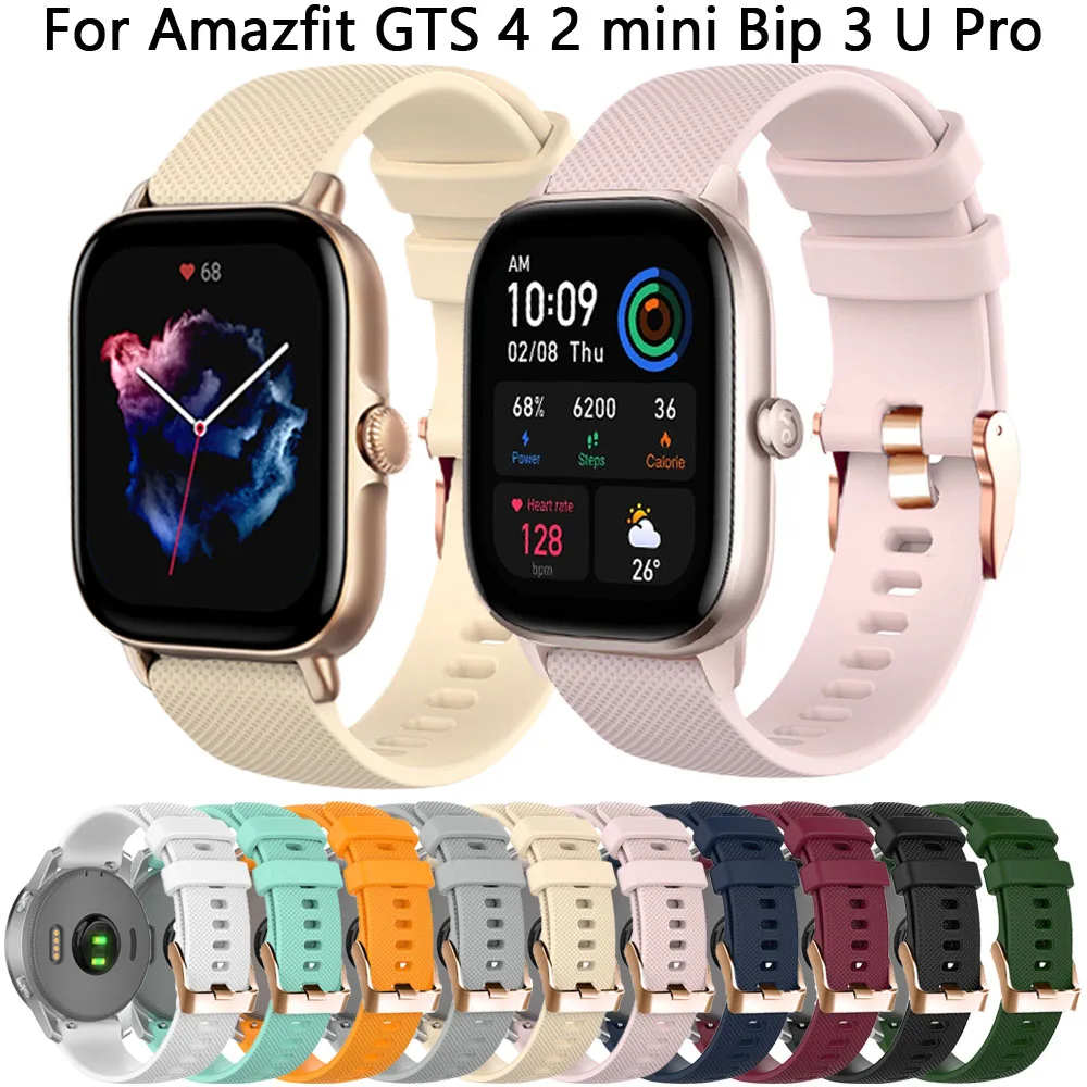 

Ремешок для часов 20 мм для Huami Amazfit GTS4 GTS2 Mini, силиконовый браслет для Amazfit GTS 4 2 Bip U 3 Pro 2e GTR, ремешок для часов