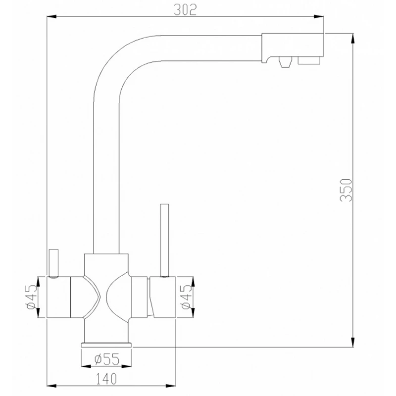 Смеситель для кухни под фильтр Steel Hammer SH 552 SATIN (Керамический картридж, аэратор, гибкий подвод)
