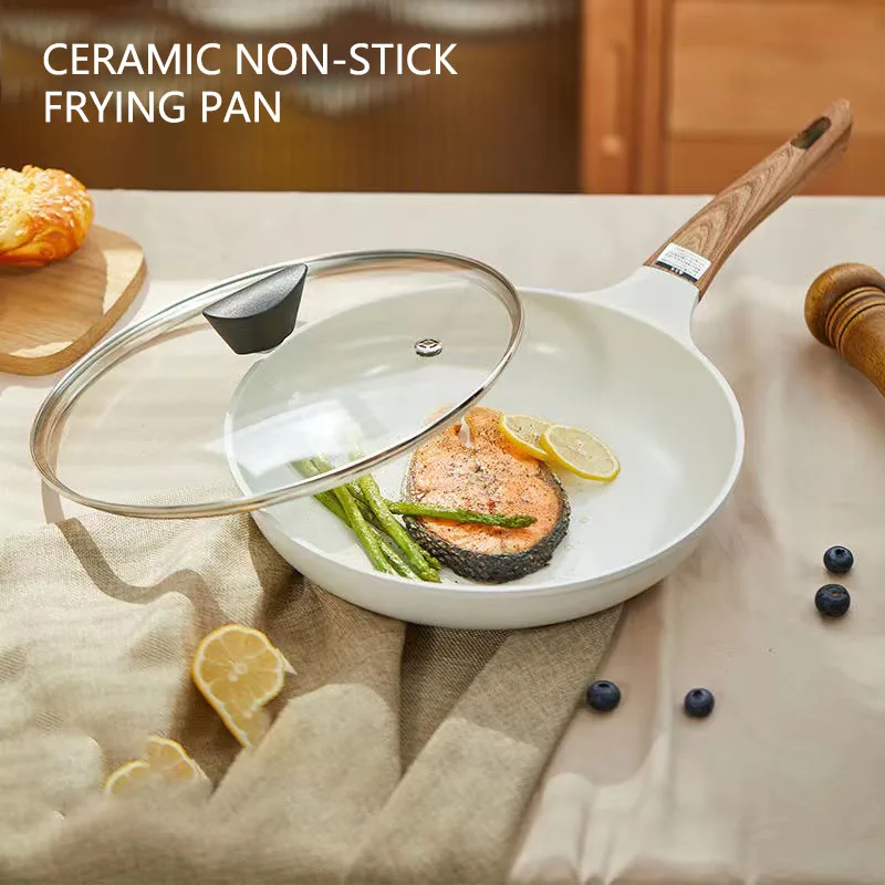 Egg Pancake Steak Nonstick Frying Pan Wood Handle Wok Stainless