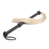 44.5cm Black Leather Woven Long Handle Silver Thread Tassels Horse Whip Riding Crop Flogger Paddle Slapper Horse Training 1