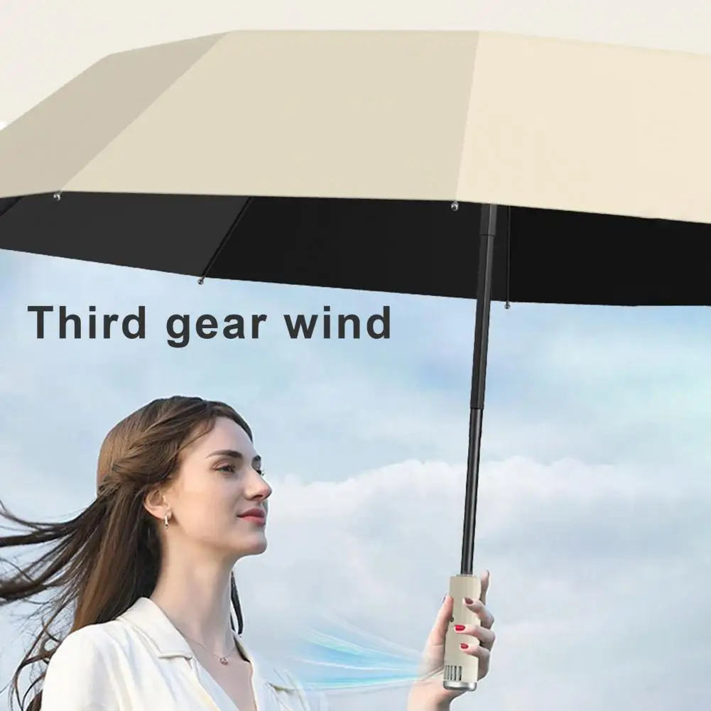 Outdoor Fan Umbrella Rechargeable Uv Blocking Fan Umbrella with 3 Adjustable for Sun Waterproof Windproof for Sun