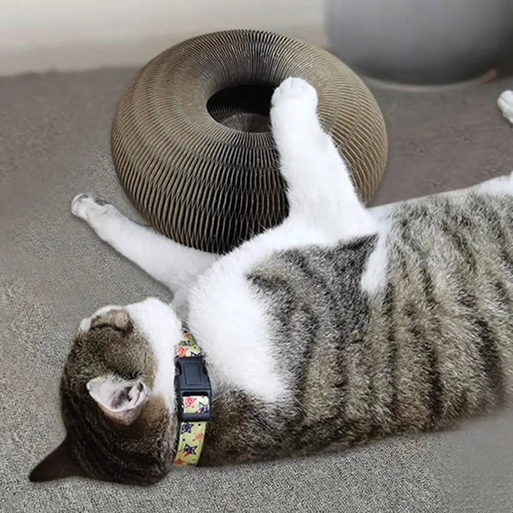 Magic Organ Cats Scratch Board Round Cats Scratching Board With Toy Bell Ball Pet Supply Kitten Toy Folding Corrugated Cats Nest