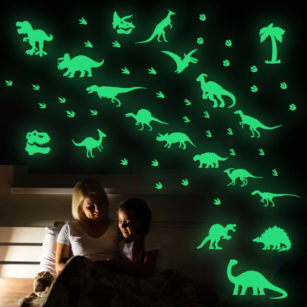 

Cute Dinosaur Stickers Wall Stickers for Children's Room Shine in The Dark Decorative Wall Sticker Halloween Decoration for Home