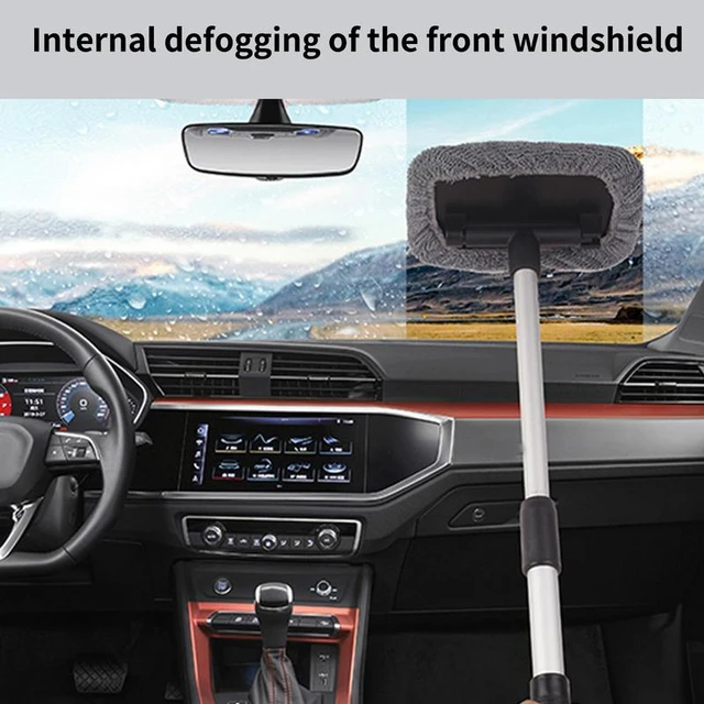 Kit de brosse de nettoyage de vitres de voiture, outil de lavage de livres  de pare-brise, essuie-glace automatique intérieur avec poignée extensible à  longue portée - AliExpress