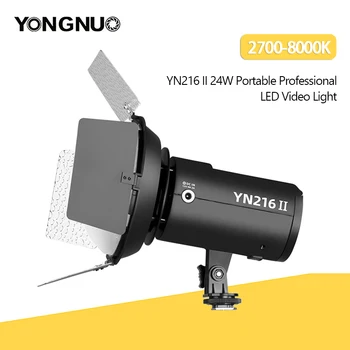 YONGNUO YN216II 휴대용 전문 비디오 조명, 2700-8000K 이색 LED 카메라 사진 조명, 미니 소프트 라이트 후드 포함, 24W