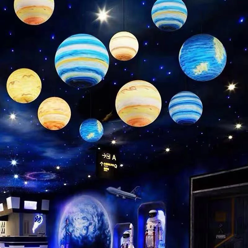 

Nordic Creative Planet Acrylic Pendant Lights Planet Lamp Wandering Earth Cafe Hall Restaurant Pendant Lamp Space Ball Moon Lamp