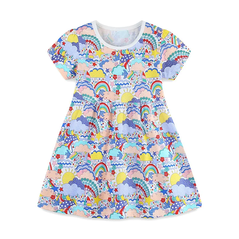 Kids Clothes Baby Girls 2025 Summer New Children's Clothing Toddler Princess Cotton Casual Cartoon Short Sleeve Dress