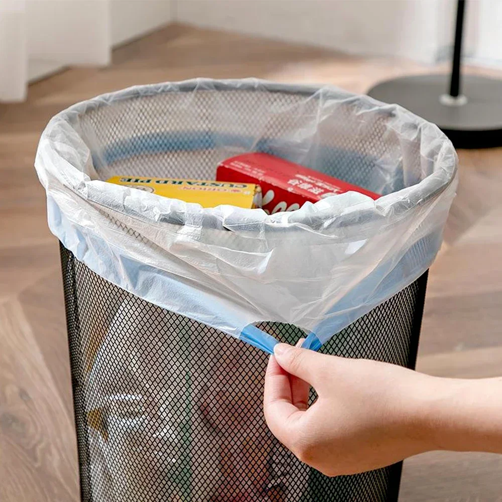 Garbage Bags 5/10 Rolls 75/150Pcs Drawstring Garbage Bag Household Disposable Trash Pouch Kitchen Storage Cleaning Waste Bag