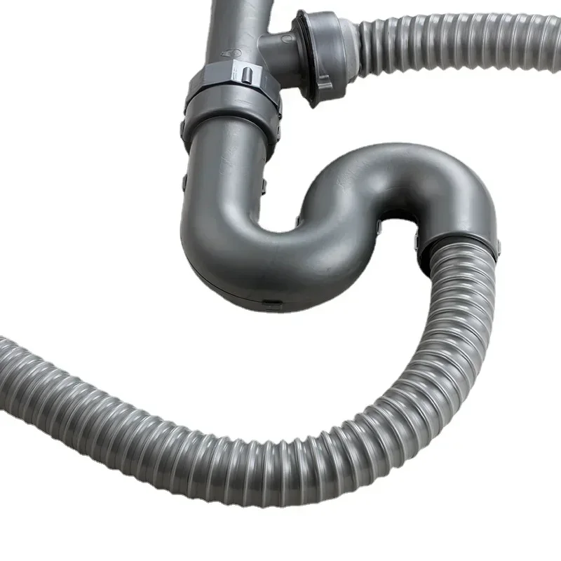 1Pc Sewer Pipe Single Double Groove Kitchen Bathroom Flexible Sink Drains Downcomer Wash Basin Plumbing Hose Pipe Tube Fittings 4