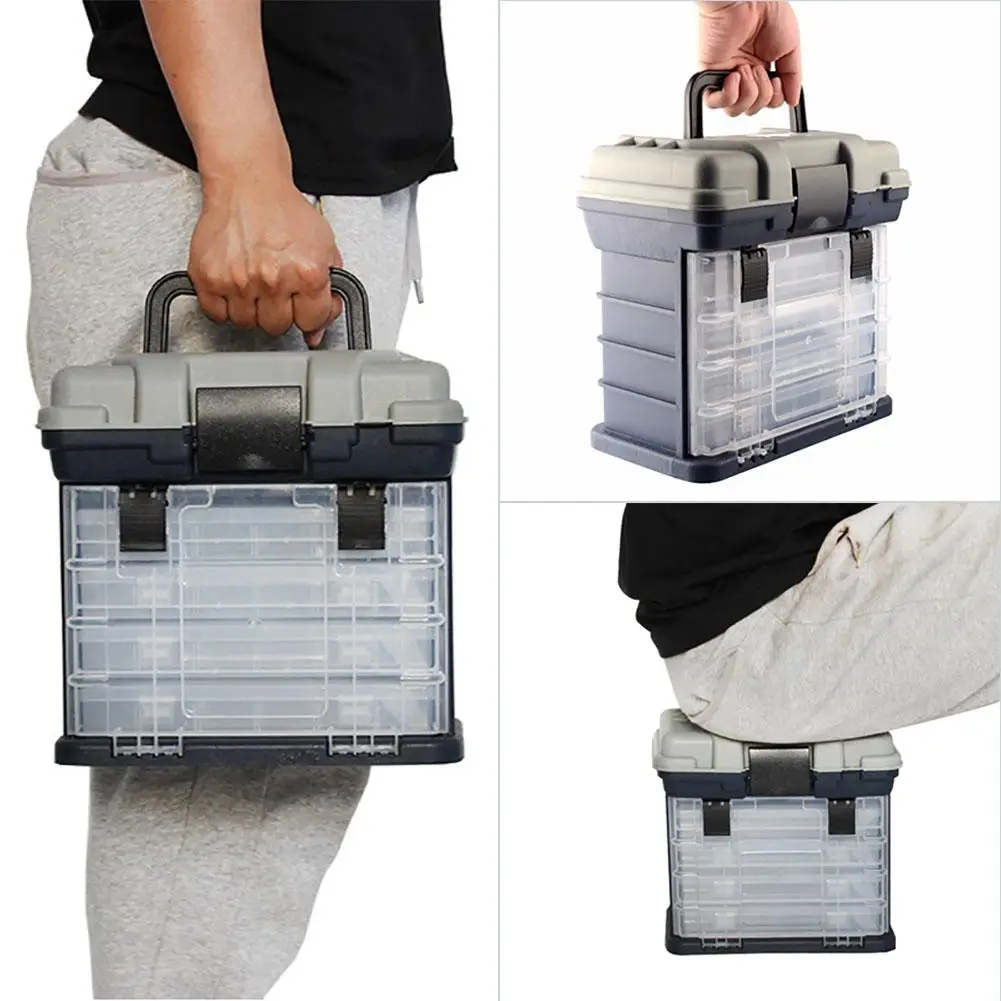 4 Layers Fishing Tackle Box Portable Handheld Large Capacity