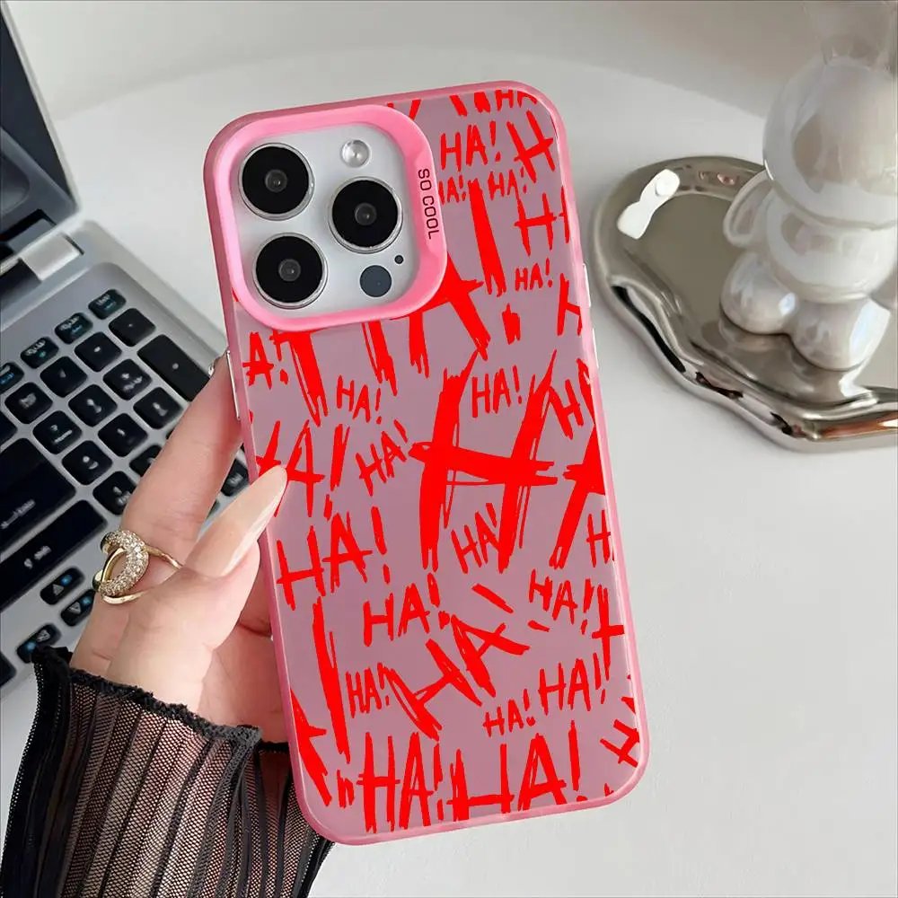 Joker's Smile Electroplated Phone Case with Special Metal Silver Button Design