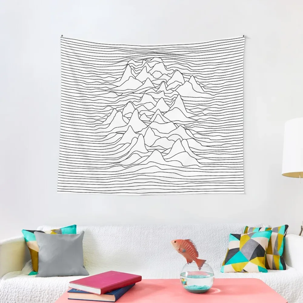 

Black and white graphic - sound wave illustration - white Tapestry Home Decorations Aesthetic Christmas Decoration Tapestry