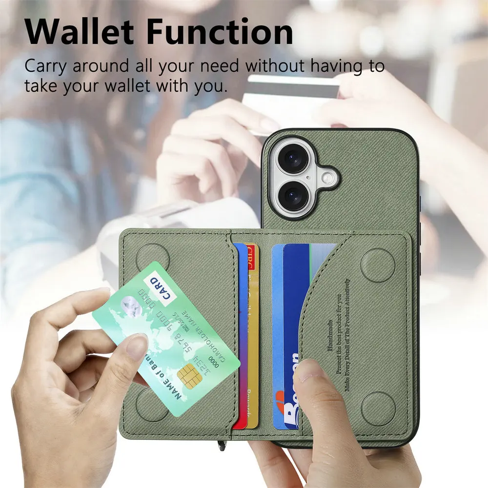 5G RFID Leather Card Case with Zipper Cover and Bumper Shell