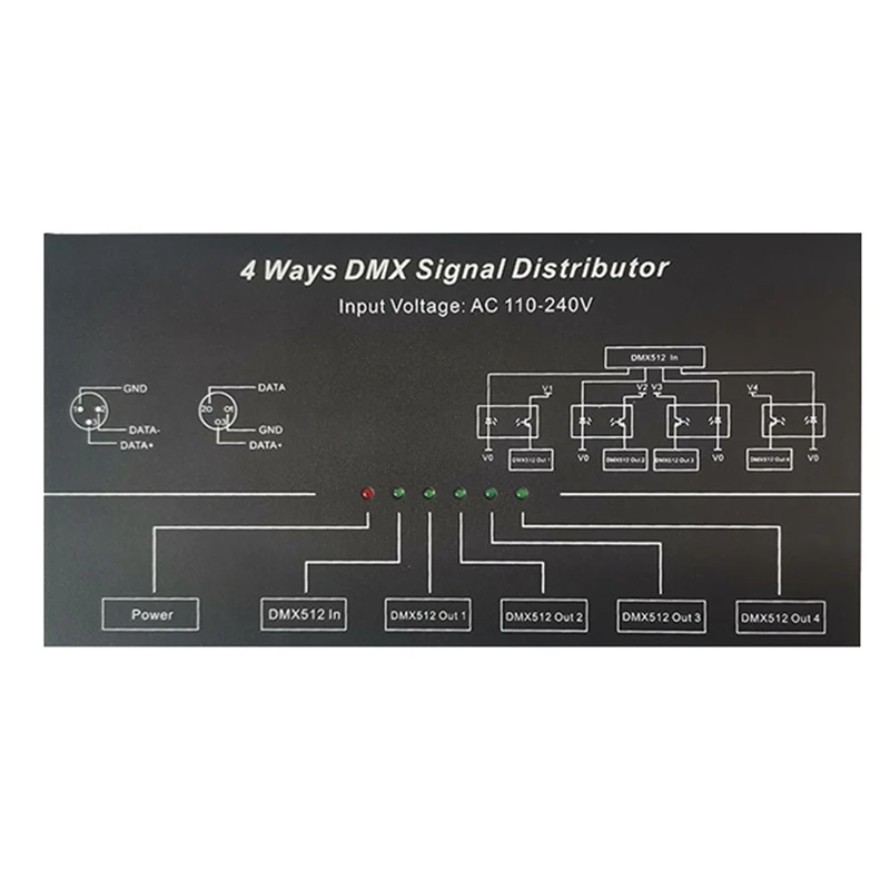 

New DMX512 Amplifier Splitter DMX512 Signal Repeater 1CH DMX121 4CH 4 Output Ports DMX124 Signal Distributor, AC100V-240V