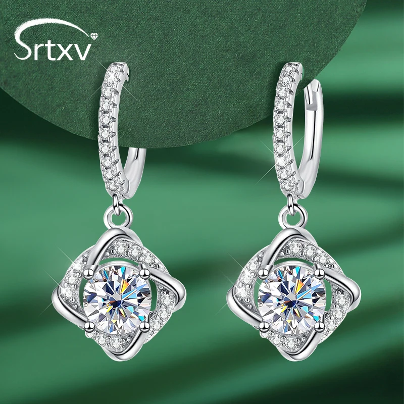 

100% 925 Sterling Silver Earring 2CTTW D Color VVS1 Moissanite Hoop Drop Earrings For Women Wedding Party Fine Jewelry Gift GRA