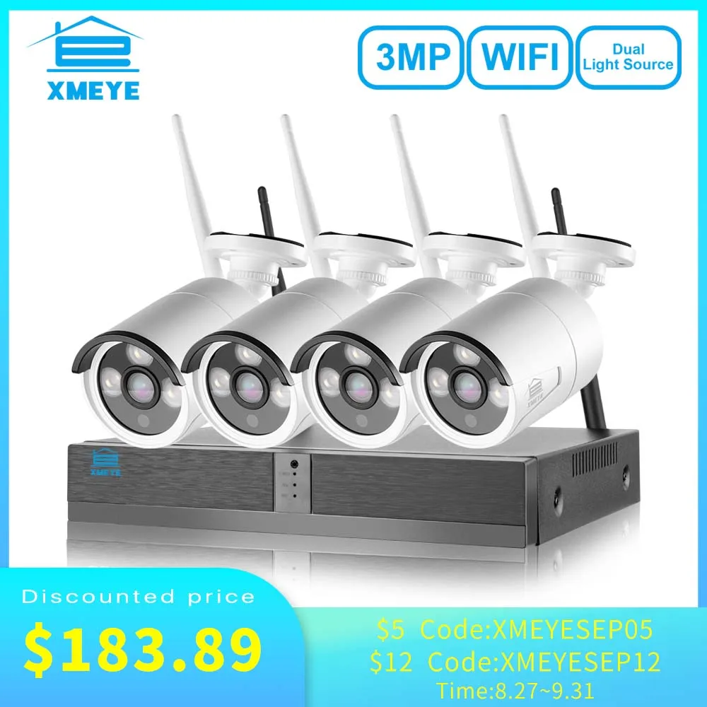 XMEYE 4ch 8ch 3MP Wireless IP Camera System Audio CCTV Security Video