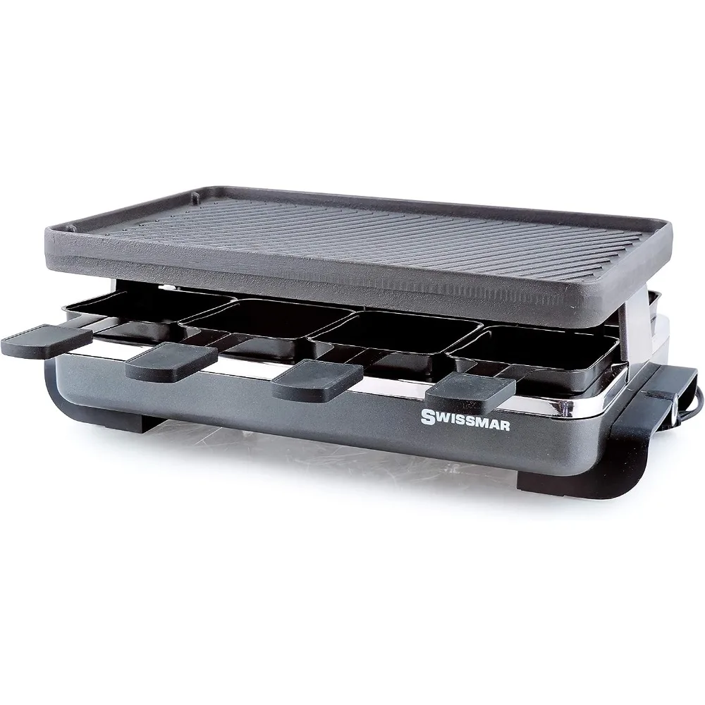 

Classic 8-Person Raclette with Reversible Cast Iron Grill Plate/Crepe Top, Black
