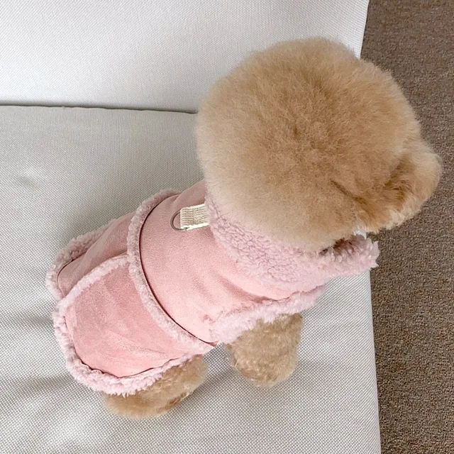 Classic Solid Dog Vests Winter Fleece Warm Pet Dog Clothes For Small Medium Dogs Jackets Cats Fall Clothes Traction Warm Vest 4