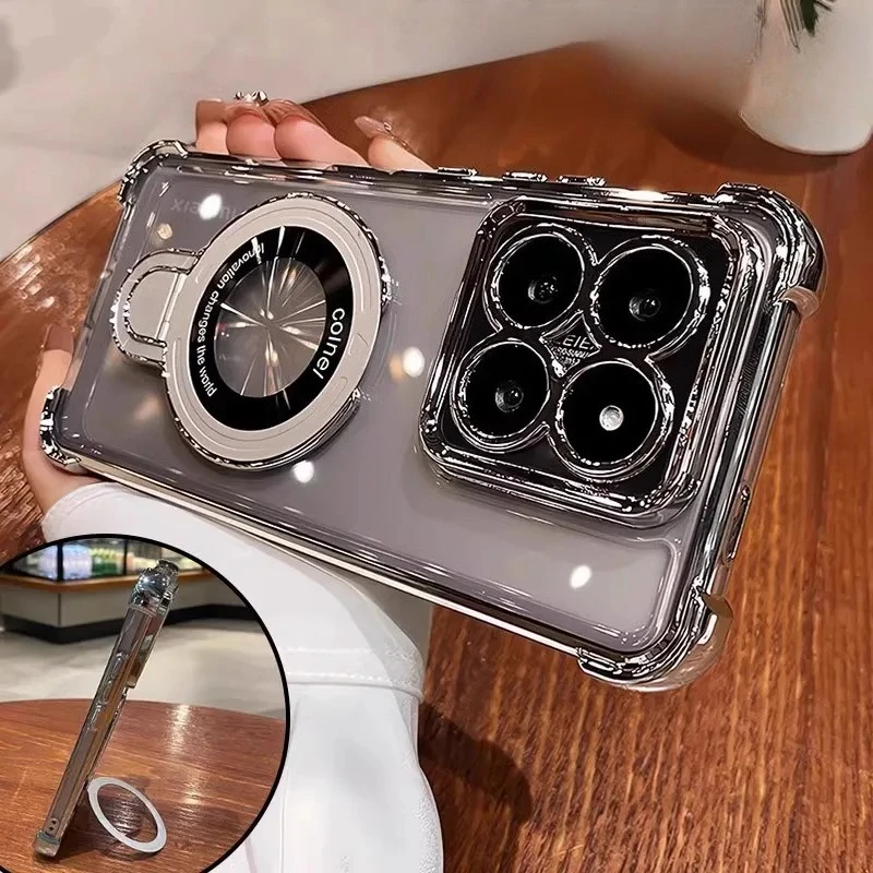 Deluxe Magnetic Airbag Silicone Transparent Shockproof Case with Camera Protection