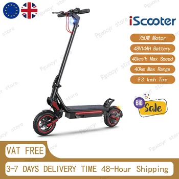 Monopattino Elettrico iScooter W8 48V 14Ah 750W Fuoristrada con Pneumatici da 9,3 Pollici, Controllo App, Freno a Disco Anteriore + Freno a Mozzo Posteriore