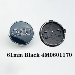 Premium Audi Wheel Center Caps Set - 4pcs Stylish Hub Covers (Various Sizes) (61mm Black - 4M0601170)