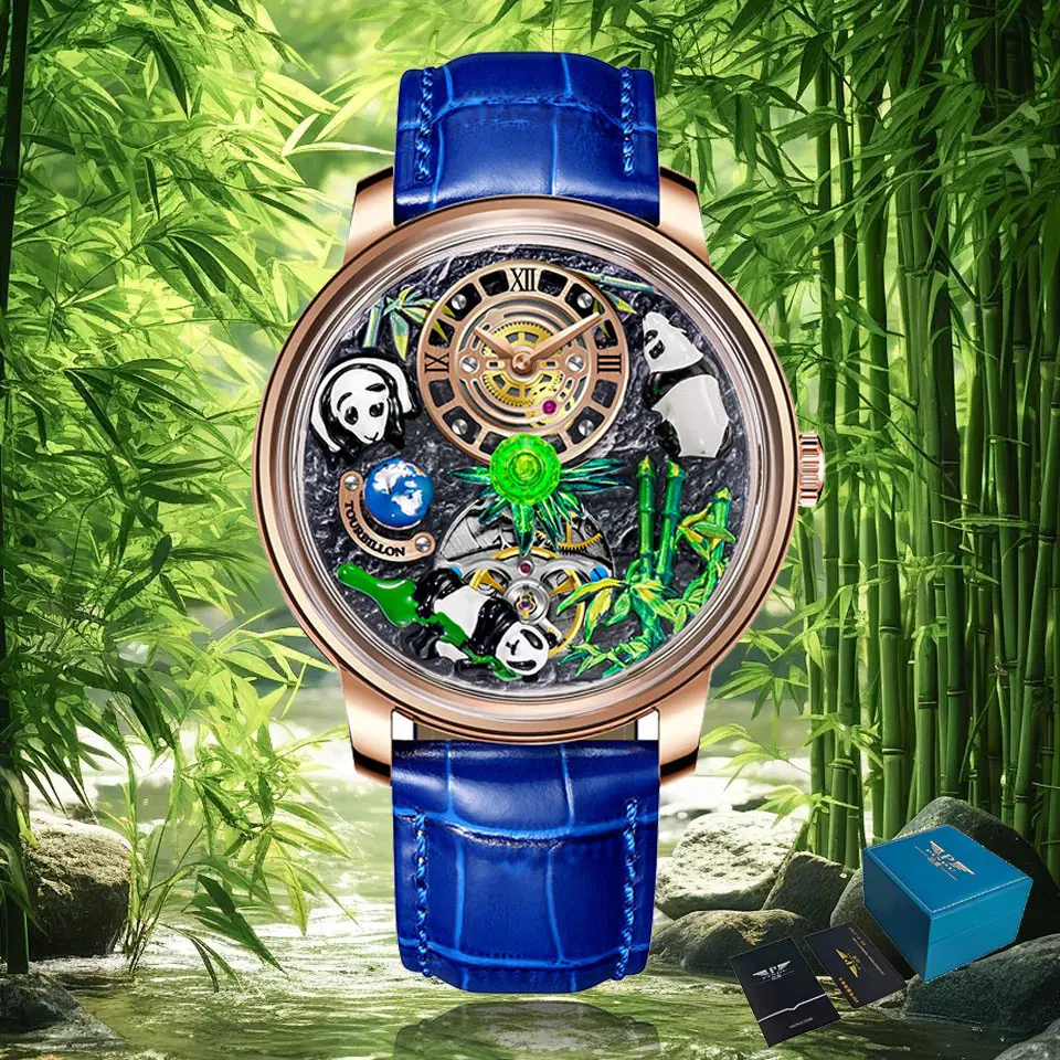 PINDU Panda Series National Treasure Jacob Mechanical Watch Rotating CrystalBall