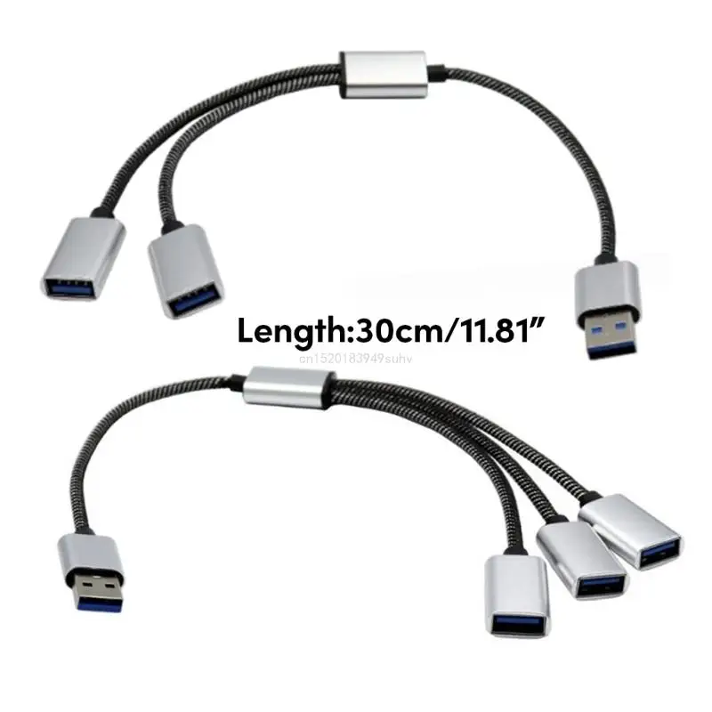 28/30 cm Splitterkabel, Stecker auf 3/2 USB 2.0 Buchsen, Verlängerungskabel, USB-Port-Hub, Daten- und Stromverteiler_voghion.com