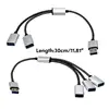 28/30cm USB Splitter Cable USB Male to 3/2 USB 2.0 Female Extension Cord ,USB Port Hub Data Power Split Adapter 2