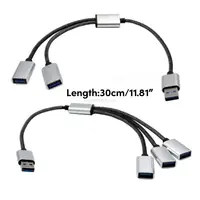 28/30cm USB Splitter Cable USB Male to 3/2 USB 2.0 Female Extension Cord ,USB Port Hub Data Power Split Adapter 2