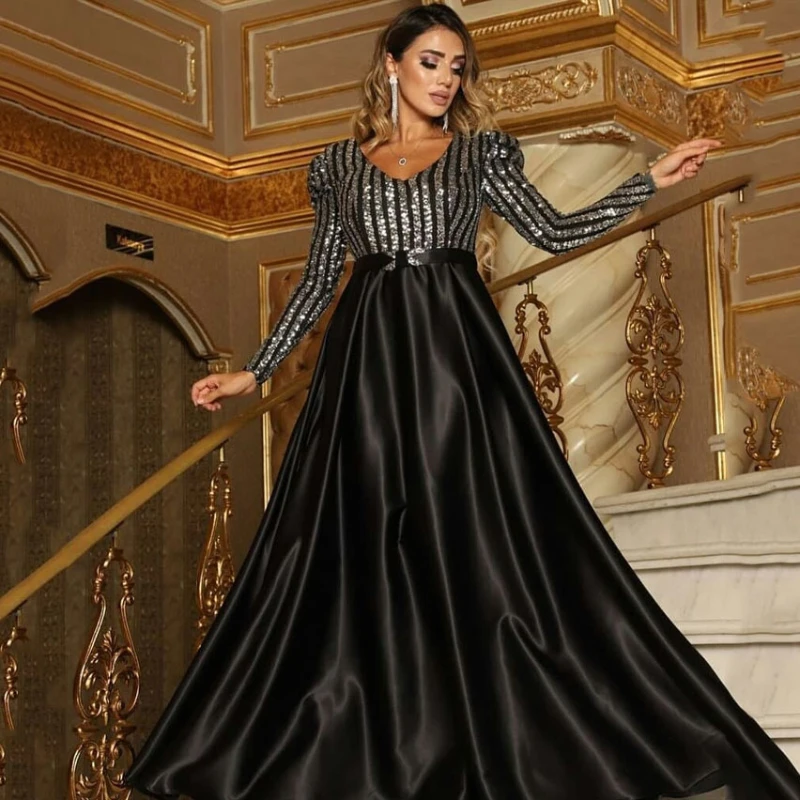 Muslim Abayat Dress for Women, Long Dress, Deep V, Big Swing, Sexy Abayas for Banquet, Evening Dress, Europe and America