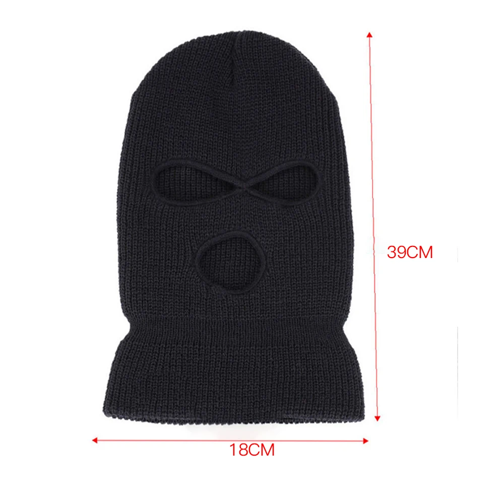 Motorcycle Windproof Full Face Knit SkiMask Men Wool Balaclava 3 Holes Winter Hats