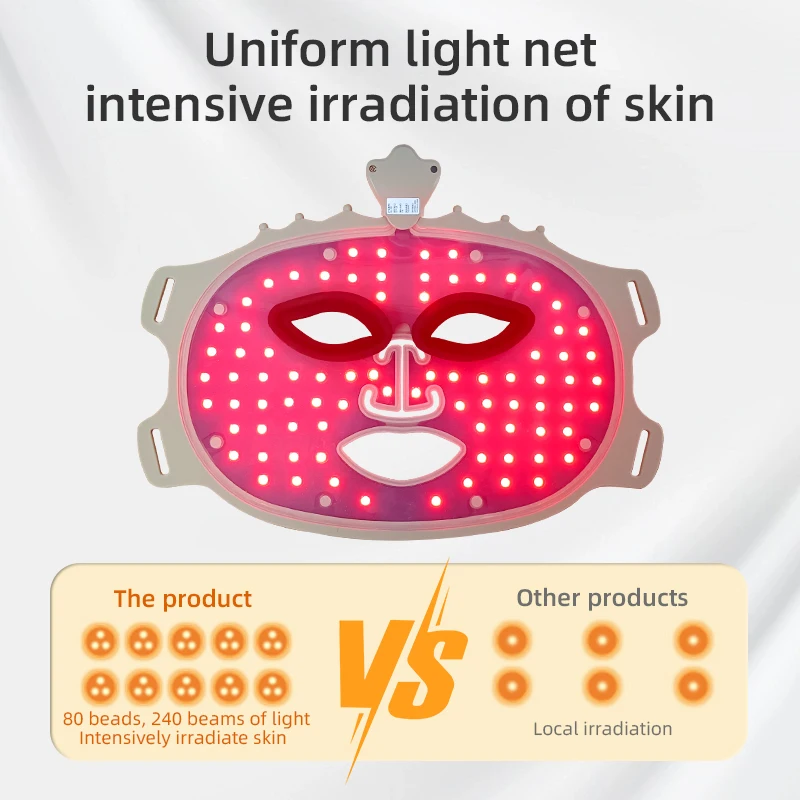 Led Facial Mask Light Therapy 7 Colors Silicone Full Face 240 Lamp Beads Wirelessly Red Light Therapy Photon led facial mask