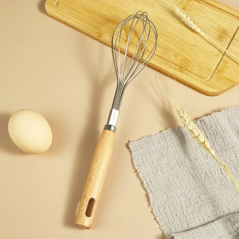 Manual Egg Beater Wooden Handle Mixer Egg Beaters Whisk Kitchen Gadgets Cream Stirring Kitchen Baking Pastry Tools egg beater