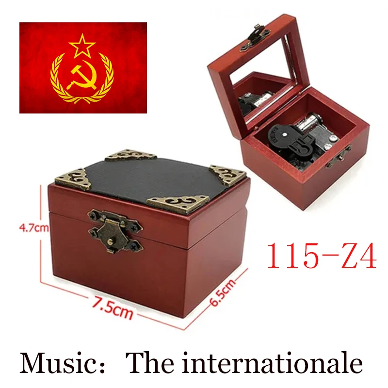 Wooden Internationale Music Box Antique Mechanism Musical Gift for Senior Grandfather Friend Souvenir