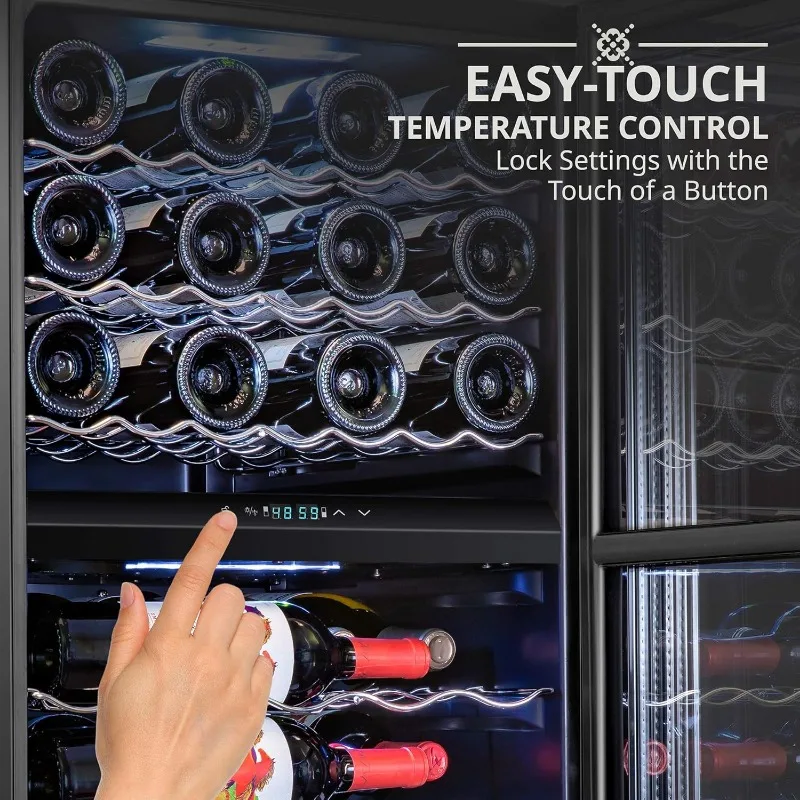Ivation 43 Bottle Dual Zone Wine Cooler Refrigerator wLock Large Freestanding Wine Cellar For Red,White,Champagne Sparkling
