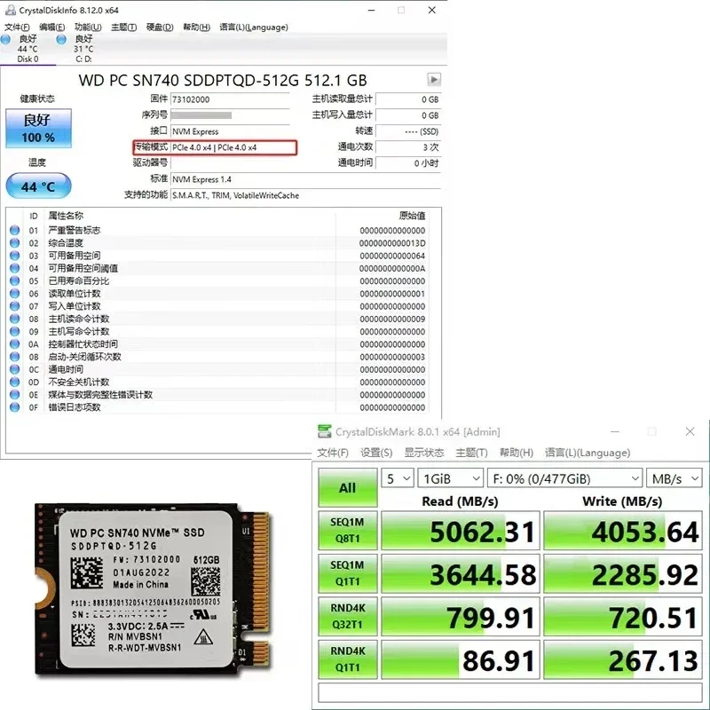   WD SN740, 1TB 2TB M.2 SSD, 2230 NVMe PCIe Gen 4x4 SSD, ũμƮ ǽ  X ǽ Ʈ 3  ũ