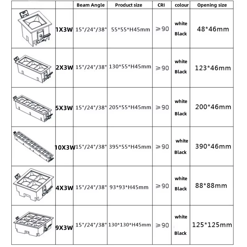 LED 임베디드 9 궁전 그릴 라인 조명 주요 조명 없음 스포트 라이트 거실 3w 9W 12W 15W 27W 30W ac85-265v 실내 조명