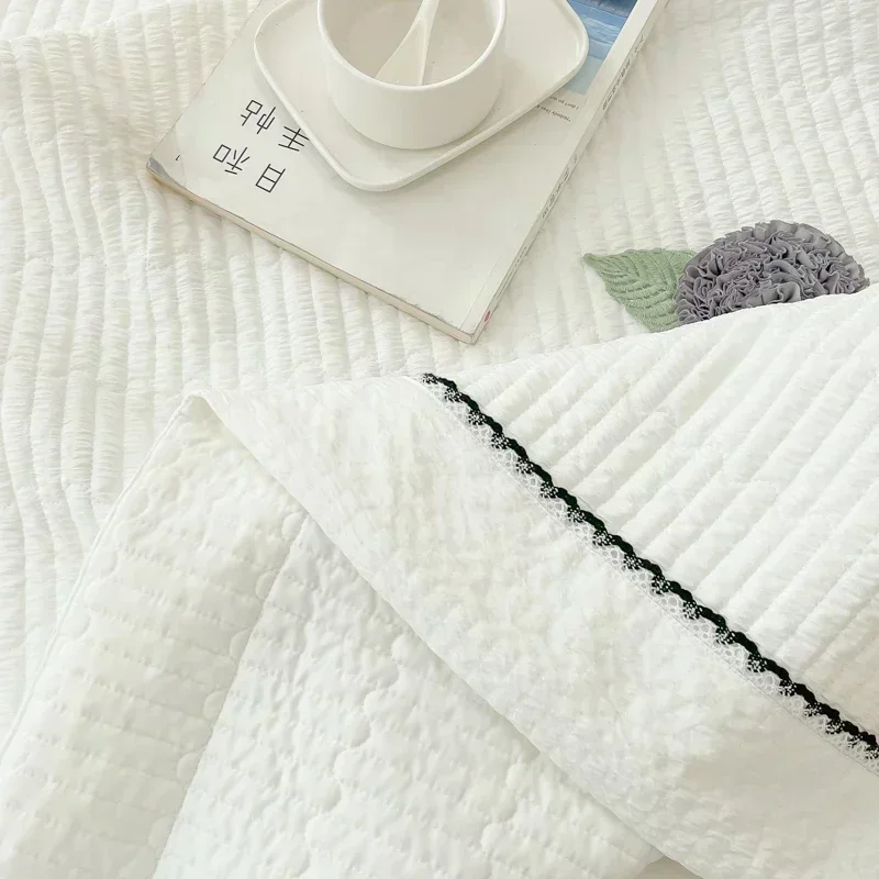 Summer Quilt Summer Quilt Set Bed Comforter French Style Quilted Summer Comforter Set Elegance Princess Bubble Yarn Air Conditioning Quilt Set Skin-friendly Blanket Summer