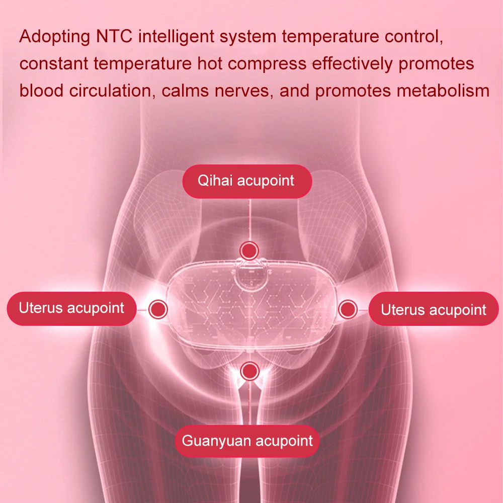Smart Electric Warming Palace Massage Belt Vibrating Abdominal Waist Massager for Women Menstrual Care Uterus Pain Relief